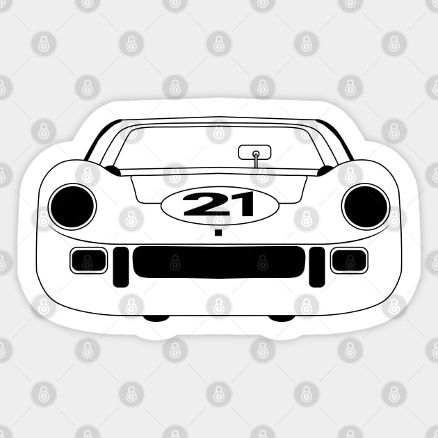 Ferrari 250P Black Outline Sticker by kindacoolbutnotreally